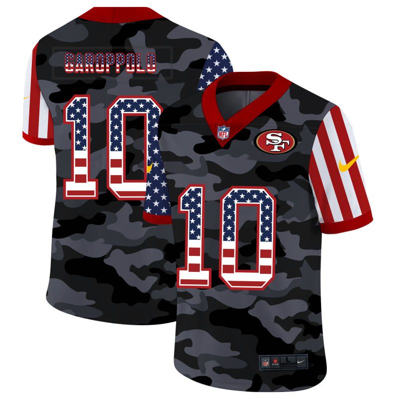 Men San Francisco 49ers #10 Garoppolo 2020 Nike USA Camo Salute to Service Limited NFL Jerseys
